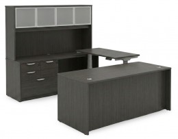 U Shaped Standing Desk with Hutch