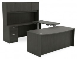 Bow Front U Shape Standing Desk with Hutch