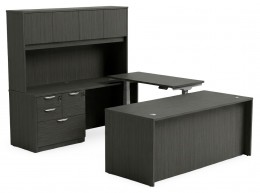 U Shaped Sit Stand Desk with Hutch