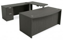 Bow Front U Shape Standing Desk with Drawers