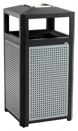 Steel Trash Can with Ashtray
