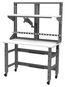 Two Person Industrial Workbench with Storage