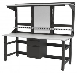 Two Person Industrial Workbench with Storage