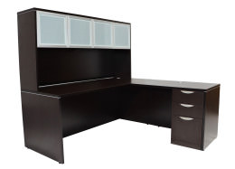 L Shaped Desk with Hutch - PL Laminate
