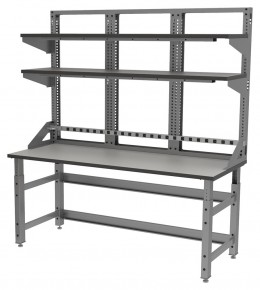 Industrial Workbench with Shelves