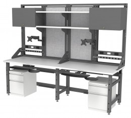 Two Person Industrial Workbench with Storage