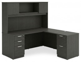 L Shaped Desk with Hutch and Drawers