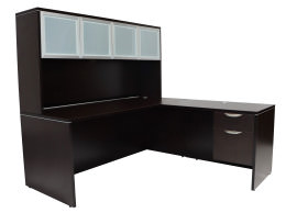 L Shaped Desk with Hutch and Drawers - PL Laminate Series
