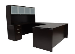 U Shaped Desk with Hutch and Drawers - PL Laminate