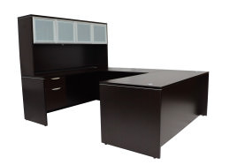 U Shaped Desk with Hutch and Drawers - PL Laminate Series