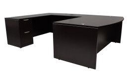 Bow Front U Shaped Desk with Drawers - PL Laminate
