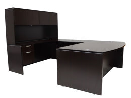 Bow Front U Shaped Desk with Hutch and Drawers - PL Laminate Series