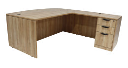 Bow Front L Shaped Desk with Drawers - PL Laminate