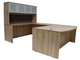 Bow Front U Shaped Desk with Hutch - PL Laminate Series
