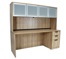 Credenza Desk with Hutch and Drawers - PL Laminate Series