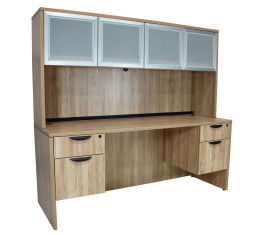 Credenza Desk with Hutch and Drawers - PL Laminate