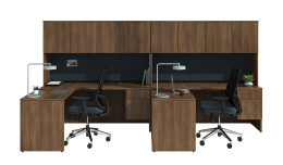 2 Person Desk with Hutch and Drawers - Concept 400E Series