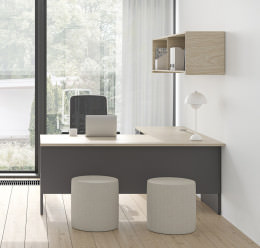 L Shaped Desk with Hutch and Drawers