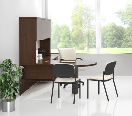 L Shaped Peninsula Desk with Hutch - Concept 70