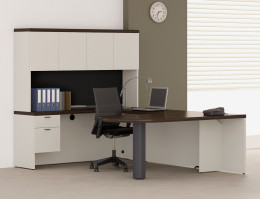 U Shaped Peninsula Desk with Hutch - Concept 70 Series