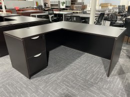 Dark Walnut L Shaped Desk with Left Return