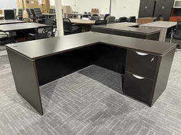 Dark Walnut L Shaped Desk with Right Return