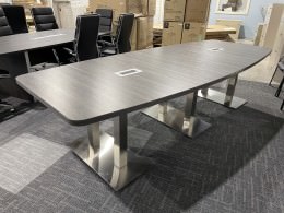 10 FT Boat Shaped Conference Table with Power Modules