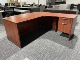 Cherry Bow Front L Shaped Desk with Drawers
