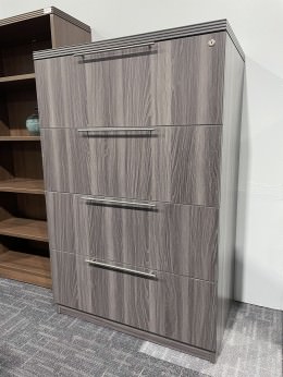 4 Drawer Lateral Filing Cabinet with Gray Finish - Status Series