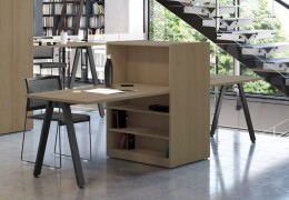 2 Person Desk and Bookcase Workstation - Elements Series