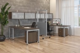 Two Person Desk with Storage - Elements Series