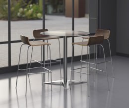 Round Cafe Height Table with Glass Top - PL Laminate