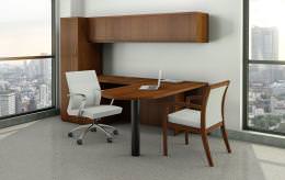 L Shaped Peninsula Desk with wall Unit