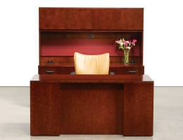 A La Carte Series Executive Desk with Storage Credenza and Hutch