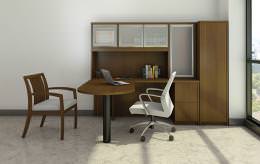 L Shaped Peninsula Desk with Hutch and Tower Storage