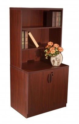 Two Door Storage Cabinet with Hutch - Commerce Laminate