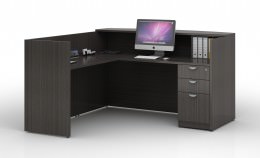 L Shaped Reception Desk with Drawers - Commerce Laminate
