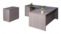 L Shaped Desk with File Cabinet - Commerce Laminate