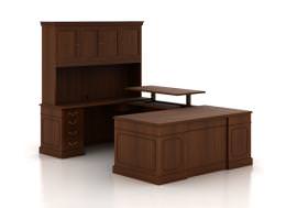 U-Shape Georgian Series Desk with Height Adjustable Bridge and Hutch