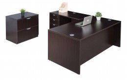 L Shaped Desk with File Cabinet - Commerce Laminate
