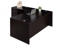 L Shaped Desk with Drawers - Commerce Laminate Series