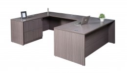 U Shaped Desk with Drawers - Commerce Laminate