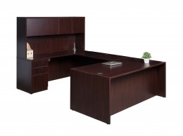 U Shaped Desk with Hutch and Drawers - Commerce Laminate Series