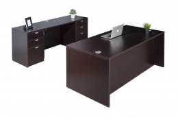 Rectangular Desk and Credenza Set - Commerce Laminate Series