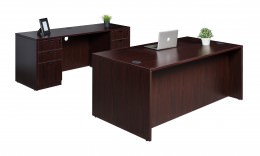 Rectangular Desk and Credenza Set - Commerce Laminate