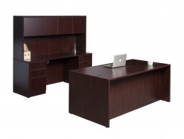 Rectangular Desk and Credenza Set with Storage - Commerce Laminate