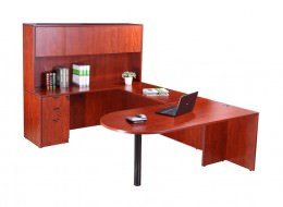 U Shape Peninsula Desk with Hutch