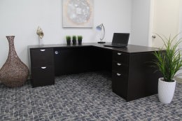 L Shaped Desk with Drawers - Commerce Laminate Series