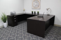 U Shaped Desk with Drawers - Commerce Laminate