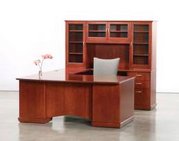 U-Shape Freedom Series Desk with Drawers and Hutch